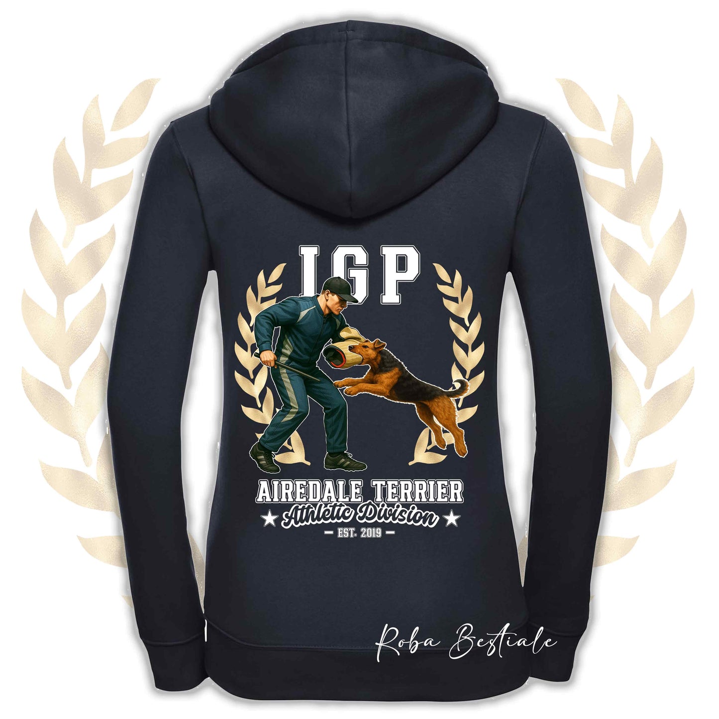 Felpa IGP ATTACK - AIREDALE TERRIER - Con Cappuccio e Full Zip, Uomo o Donna, in tanti colori - dalla XS alla 5XL
