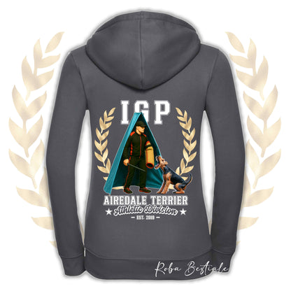 Felpa IGP REVIER - AIREDALE TERRIER - Con Cappuccio e Full Zip, Uomo o Donna, in tanti colori - dalla XS alla 5XL