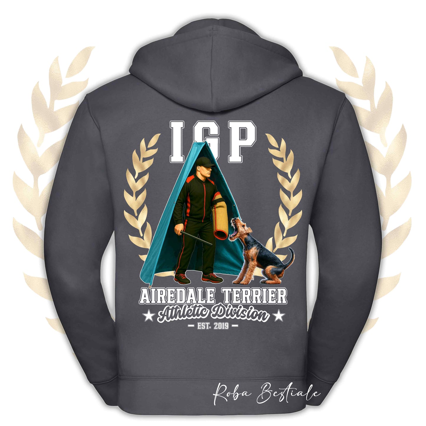 Felpa IGP REVIER - AIREDALE TERRIER - Con Cappuccio e Full Zip, Uomo o Donna, in tanti colori - dalla XS alla 5XL