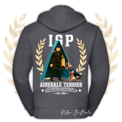 Felpa IGP REVIER - AIREDALE TERRIER - Con Cappuccio e Full Zip, Uomo o Donna, in tanti colori - dalla XS alla 5XL