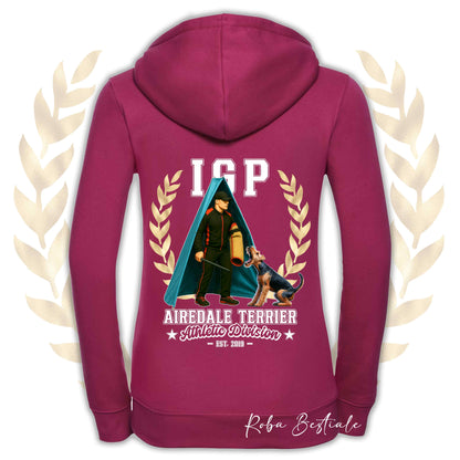 Felpa IGP REVIER - AIREDALE TERRIER - Con Cappuccio e Full Zip, Uomo o Donna, in tanti colori - dalla XS alla 5XL