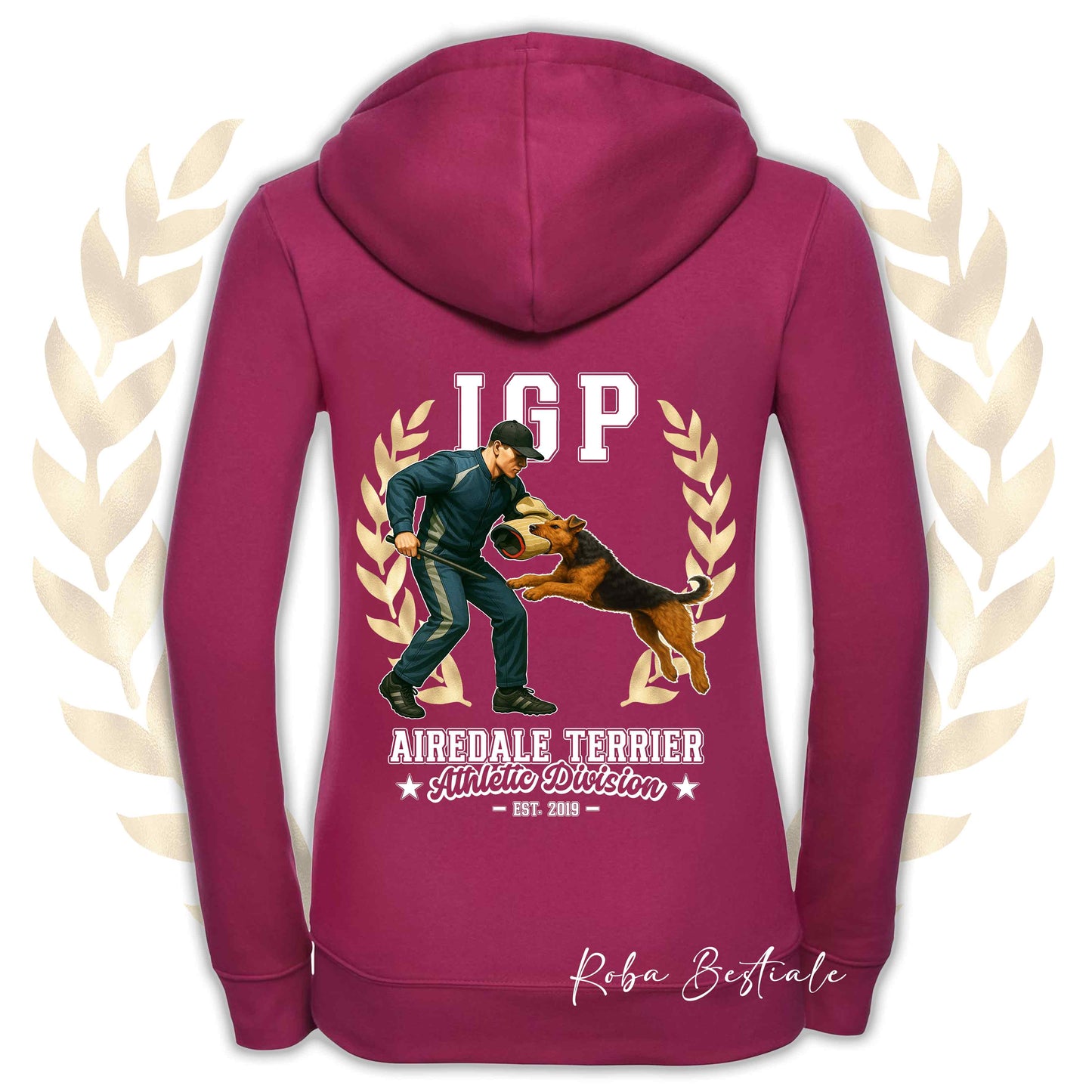 Felpa IGP ATTACK - AIREDALE TERRIER - Con Cappuccio e Full Zip, Uomo o Donna, in tanti colori - dalla XS alla 5XL