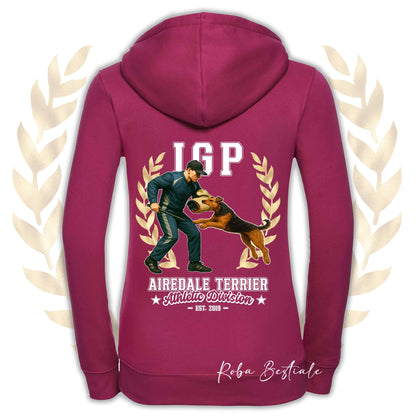 Felpa IGP ATTACK - AIREDALE TERRIER - Con Cappuccio e Full Zip, Uomo o Donna, in tanti colori - dalla XS alla 5XL