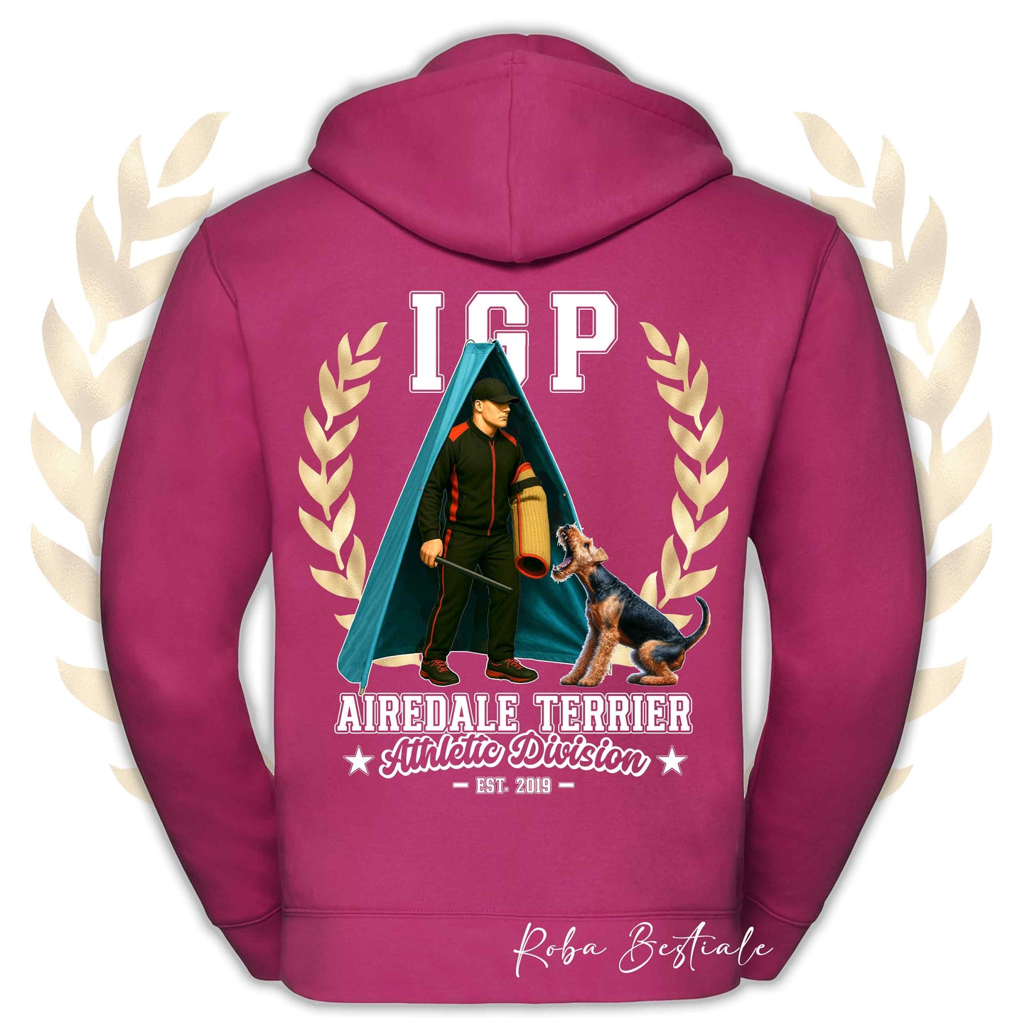 Felpa IGP REVIER - AIREDALE TERRIER - Con Cappuccio e Full Zip, Uomo o Donna, in tanti colori - dalla XS alla 5XL