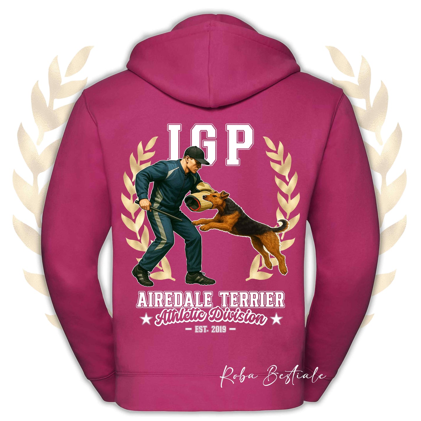 Felpa IGP ATTACK - AIREDALE TERRIER - Con Cappuccio e Full Zip, Uomo o Donna, in tanti colori - dalla XS alla 5XL