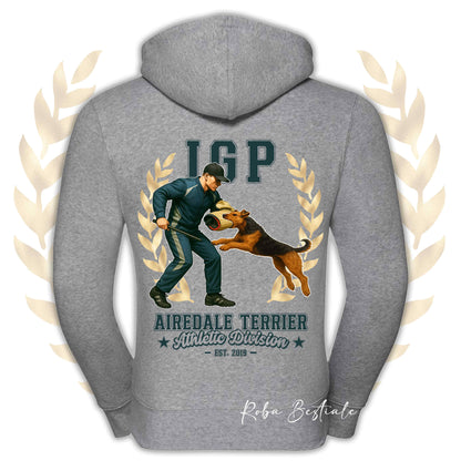 Felpa IGP ATTACK - AIREDALE TERRIER - Con Cappuccio e Full Zip, Uomo o Donna, in tanti colori - dalla XS alla 5XL