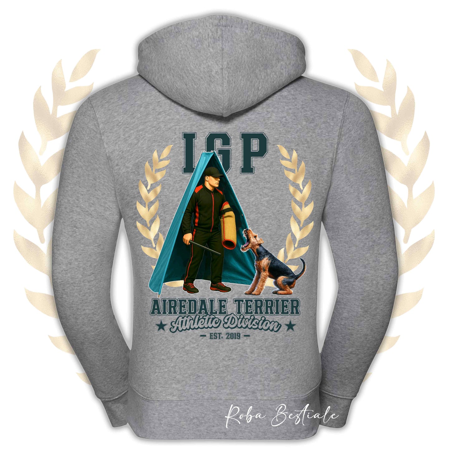 Felpa IGP REVIER - AIREDALE TERRIER - Con Cappuccio e Full Zip, Uomo o Donna, in tanti colori - dalla XS alla 5XL