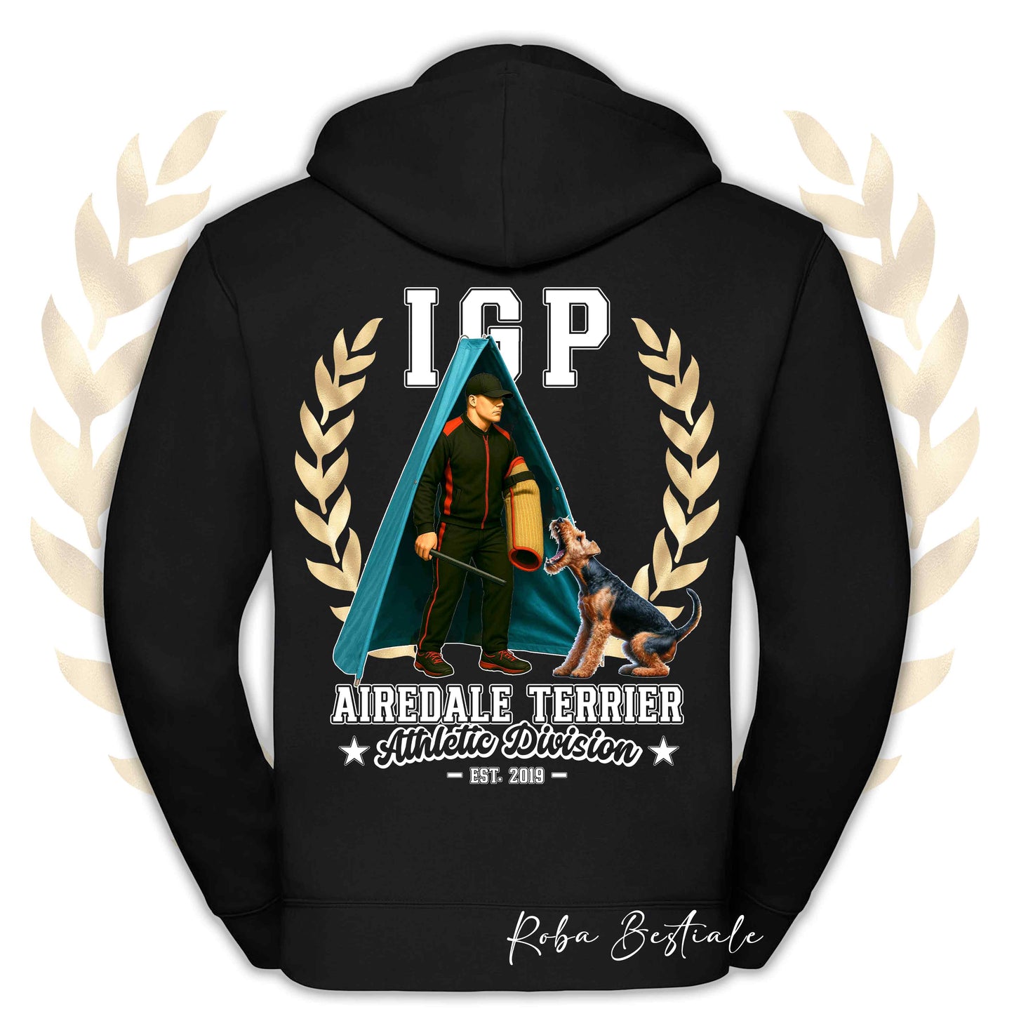 Felpa IGP REVIER - AIREDALE TERRIER - Con Cappuccio e Full Zip, Uomo o Donna, in tanti colori - dalla XS alla 5XL