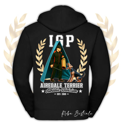 Felpa IGP REVIER - AIREDALE TERRIER - Con Cappuccio e Full Zip, Uomo o Donna, in tanti colori - dalla XS alla 5XL