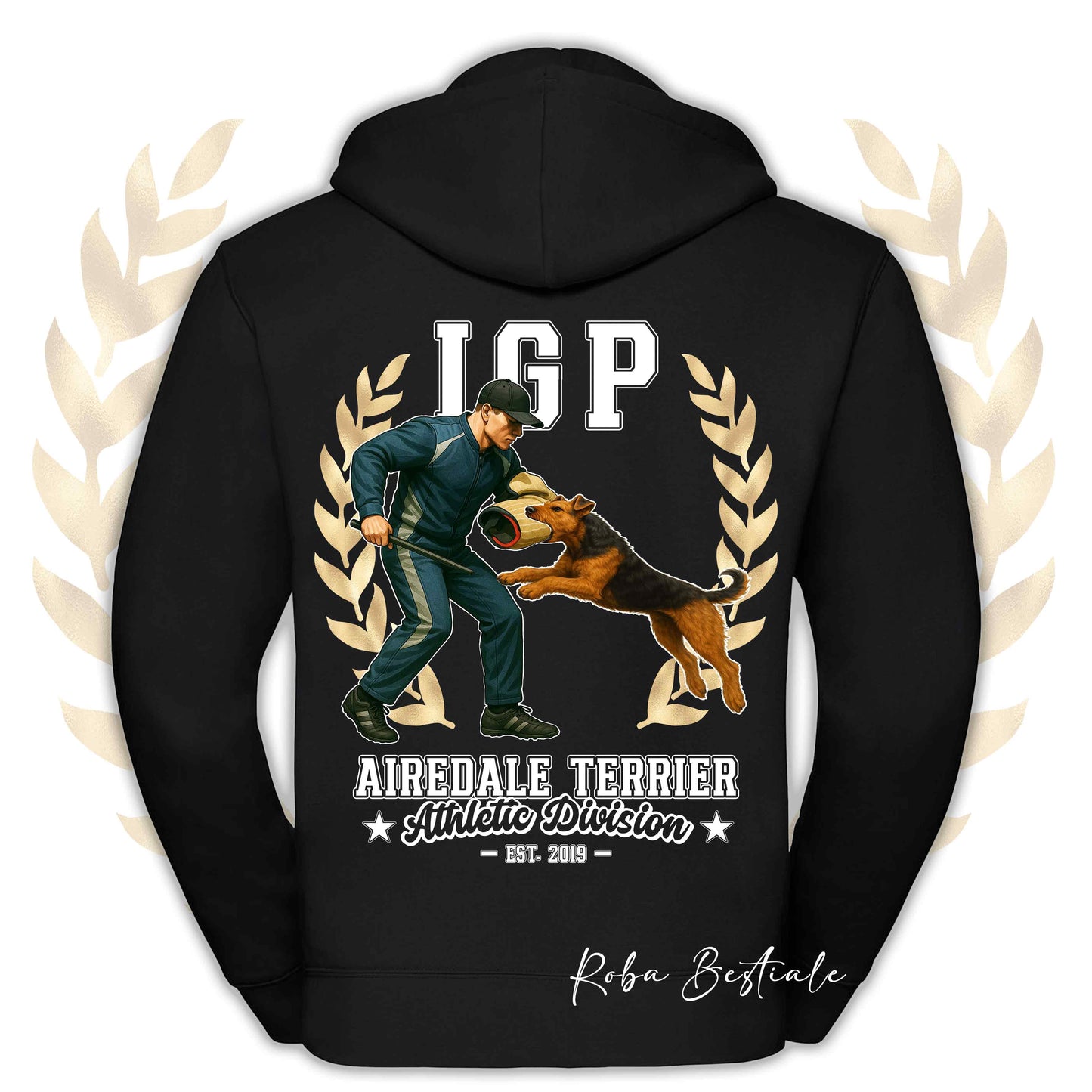 Felpa IGP ATTACK - AIREDALE TERRIER - Con Cappuccio e Full Zip, Uomo o Donna, in tanti colori - dalla XS alla 5XL