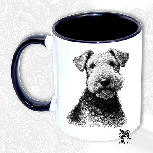 Tazza DOODLE - AIREDALE TERRIER - In Ceramica, con dettagli Neri - 330 ml