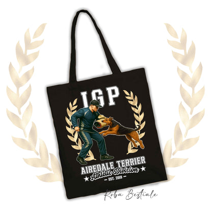 Shopper IGP ATTACK - AIREDALE TERRIER - 100% Cotone, diversi colori disponibili