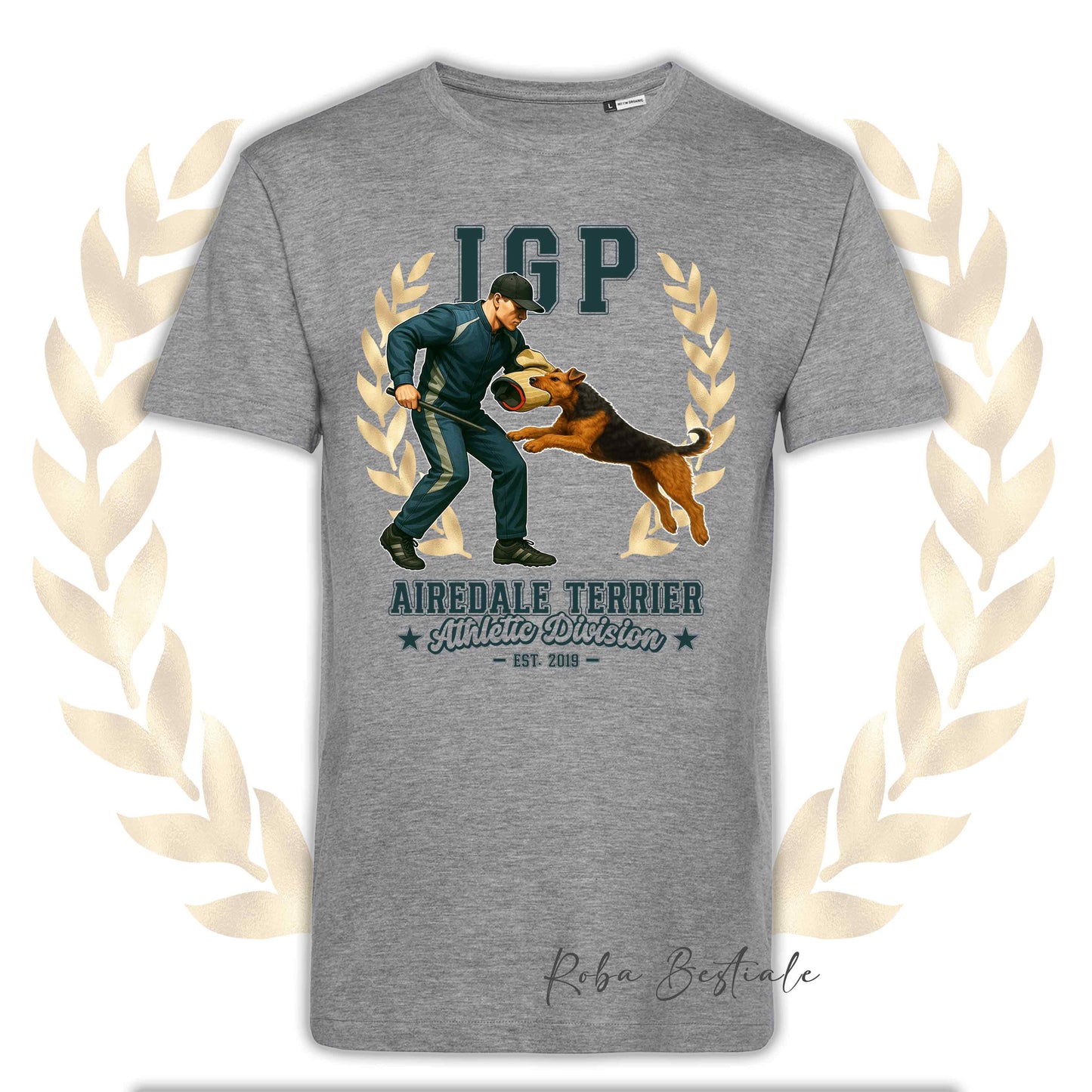 T-Shirt IGP ATTACK - AIREDALE TERRIER - Uomo o Donna, disponibile in tanti colori - dalla XS alla 5XL