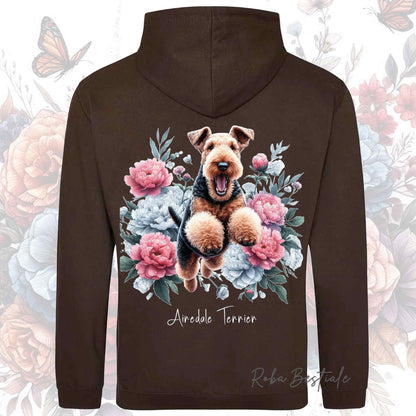 Felpa PEONY - AIREDALE TERRIER - Con Cappuccio e Tasconi, Unisex, in tanti colori - dalla XS alla 5XL