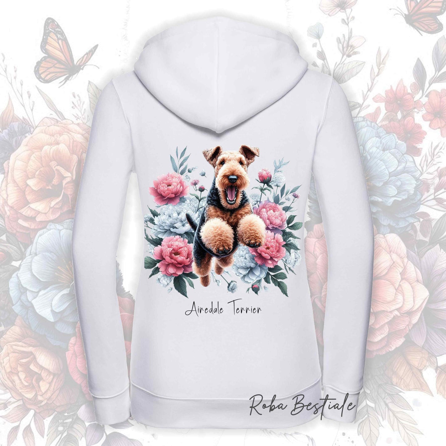Felpa PEONY - AIREDALE TERRIER - Con Cappuccio e Full Zip, Uomo o Donna, in tanti colori - dalla XS alla 5XL