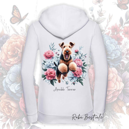 Felpa PEONY - AIREDALE TERRIER - Con Cappuccio e Full Zip, Uomo o Donna, in tanti colori - dalla XS alla 5XL