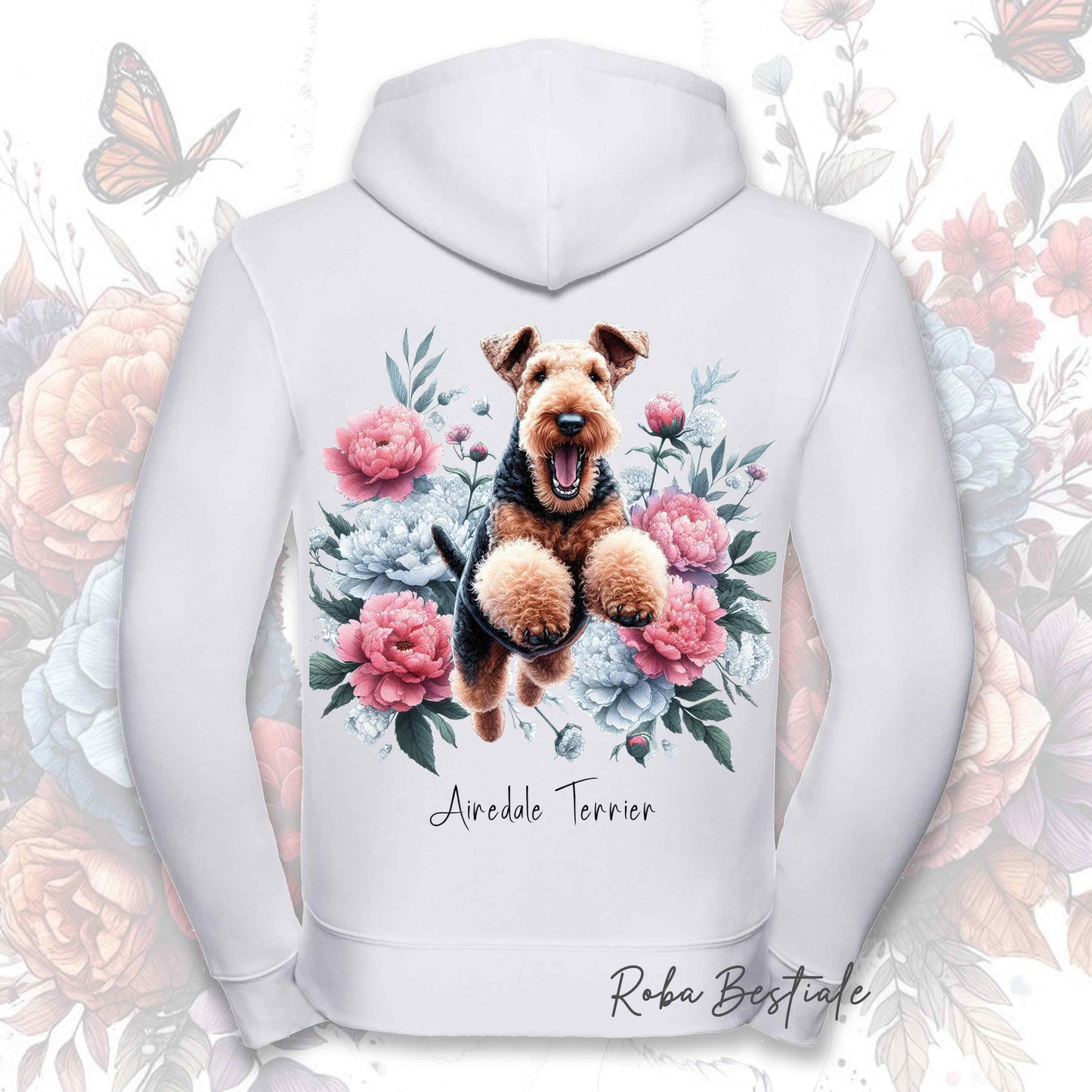 Felpa PEONY - AIREDALE TERRIER - Con Cappuccio e Full Zip, Uomo o Donna, in tanti colori - dalla XS alla 5XL