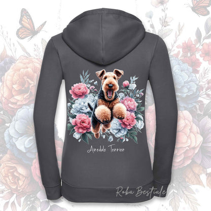 Felpa PEONY - AIREDALE TERRIER - Con Cappuccio e Full Zip, Uomo o Donna, in tanti colori - dalla XS alla 5XL
