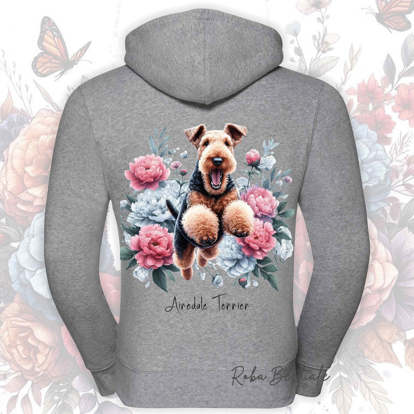 Felpa PEONY - AIREDALE TERRIER - Con Cappuccio e Full Zip, Uomo o Donna, in tanti colori - dalla XS alla 5XL