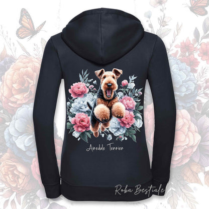Felpa PEONY - AIREDALE TERRIER - Con Cappuccio e Full Zip, Uomo o Donna, in tanti colori - dalla XS alla 5XL