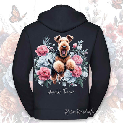 Felpa PEONY - AIREDALE TERRIER - Con Cappuccio e Full Zip, Uomo o Donna, in tanti colori - dalla XS alla 5XL