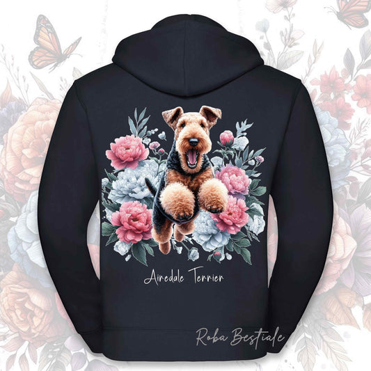 Felpa PEONY - AIREDALE TERRIER - Con Cappuccio e Full Zip, Uomo o Donna, in tanti colori - dalla XS alla 5XL