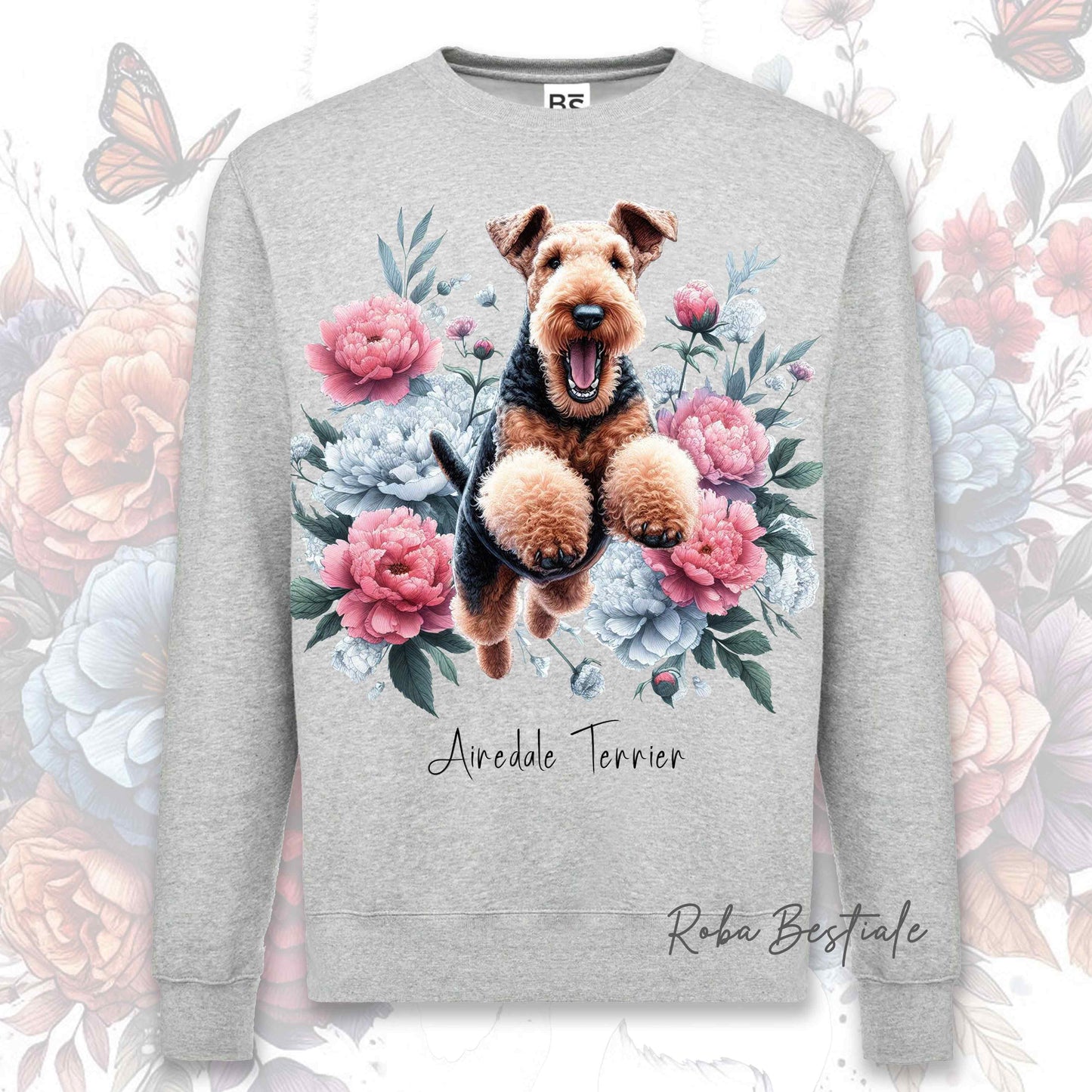 Felpa Invernale PEONY - AIREDALE TERRIER - Girocollo, Unisex, in tanti colori! - dalla XS alla 3XL