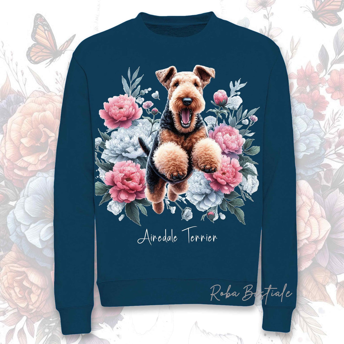 Felpa Invernale PEONY - AIREDALE TERRIER - Girocollo, Unisex, in tanti colori! - dalla XS alla 3XL
