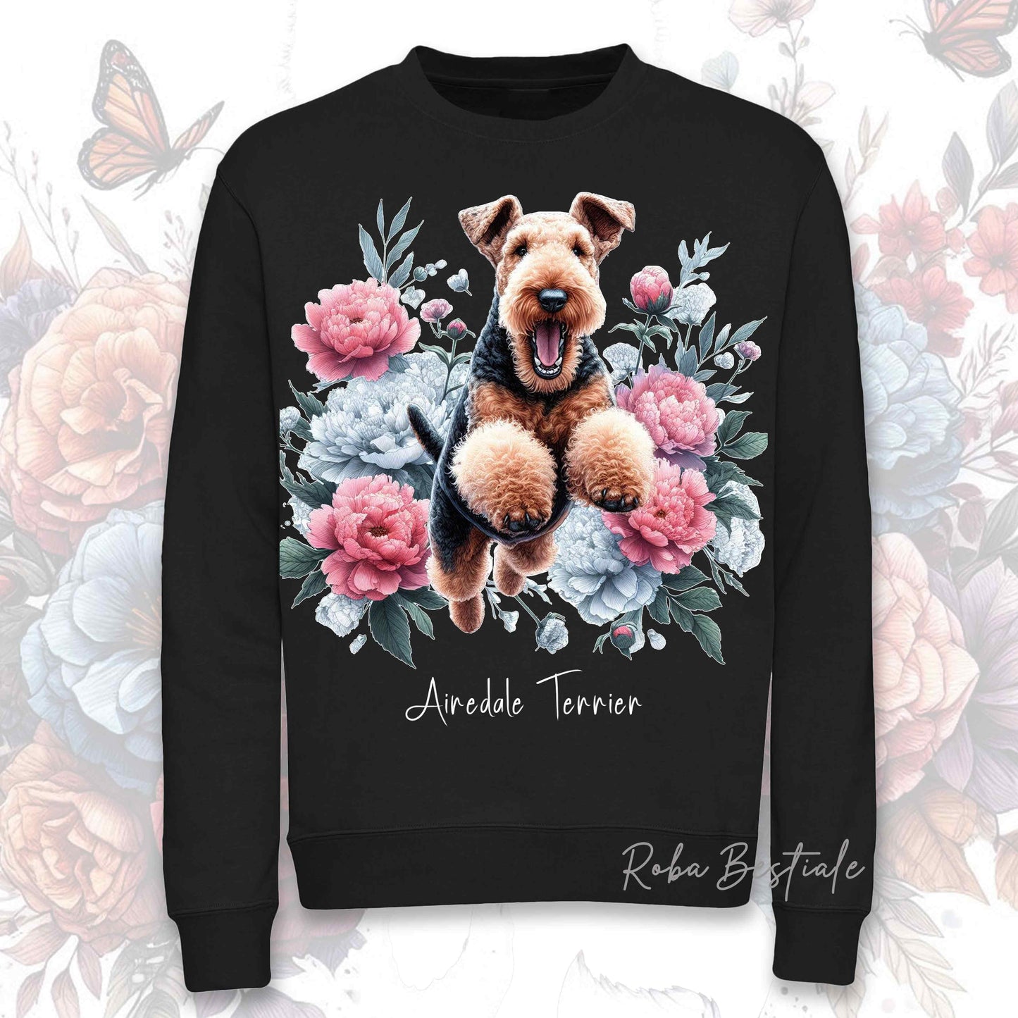 Felpa Invernale PEONY - AIREDALE TERRIER - Girocollo, Unisex, in tanti colori! - dalla XS alla 3XL
