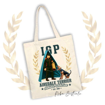 Shopper IGP REVIER - AIREDALE TERRIER - 100% Cotone, diversi colori disponibili