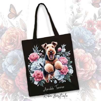 Shopper PEONY - AIREDALE TERRIER - Diversi colori disponibili - 100% Cotone