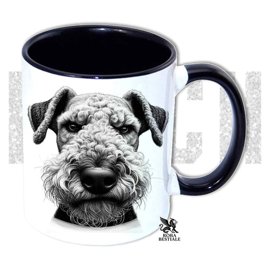Tazza BI**H, PLEASE - AIREDALE TERRIER - In Ceramica, con manico e interno colorato - 330 ml