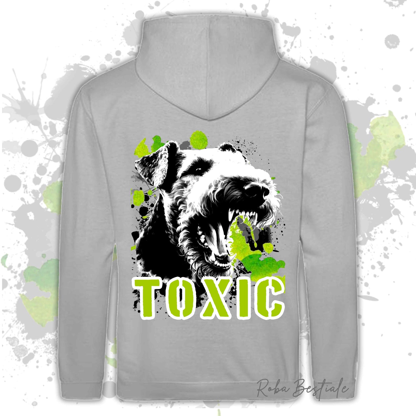 Felpa TOXIC - AIREDALE TERRIER - Con Cappuccio e Tasconi, Unisex, in tanti colori - dalla XS alla 5XL