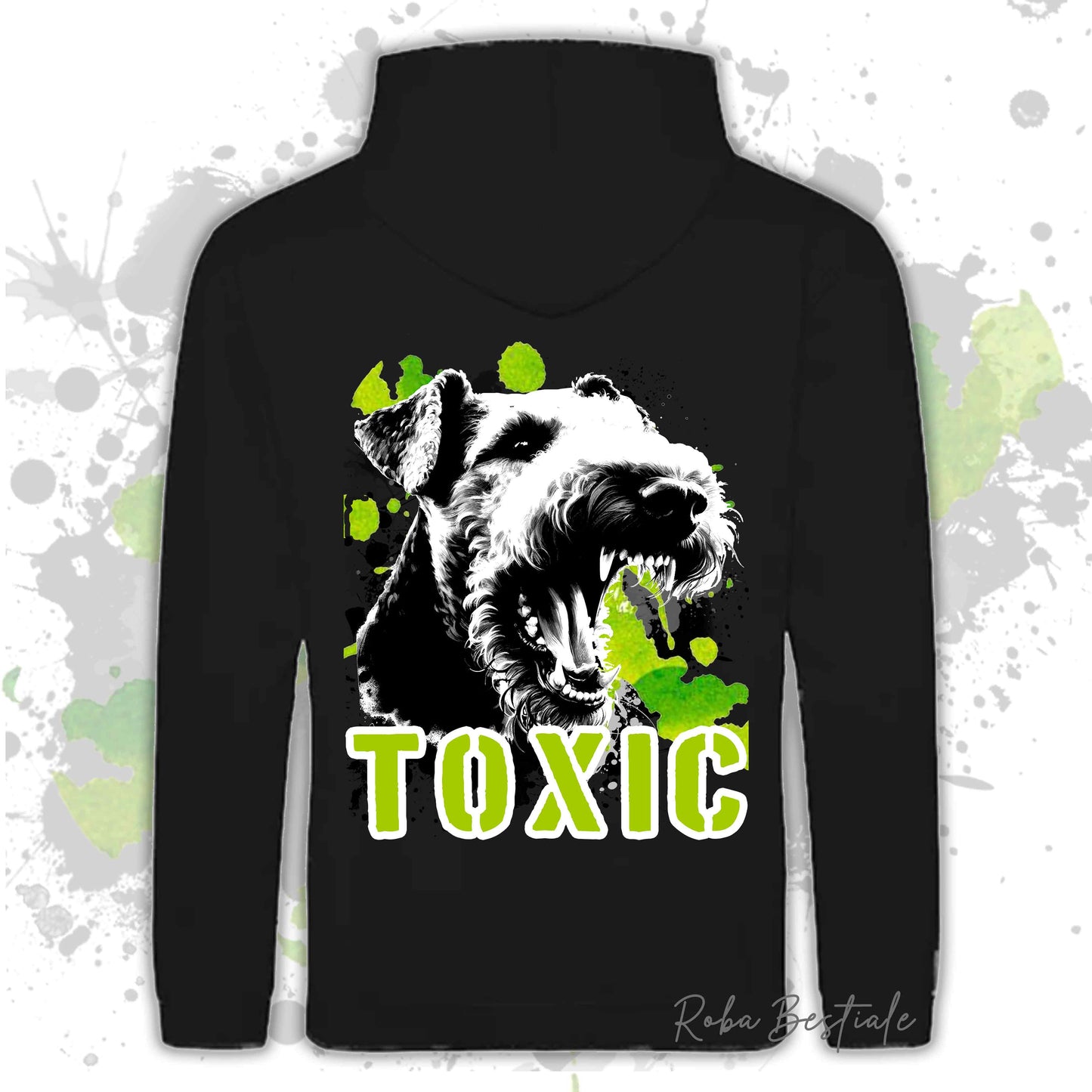 Felpa TOXIC - AIREDALE TERRIER - Con Cappuccio e Tasconi, Unisex, in tanti colori - dalla XS alla 5XL