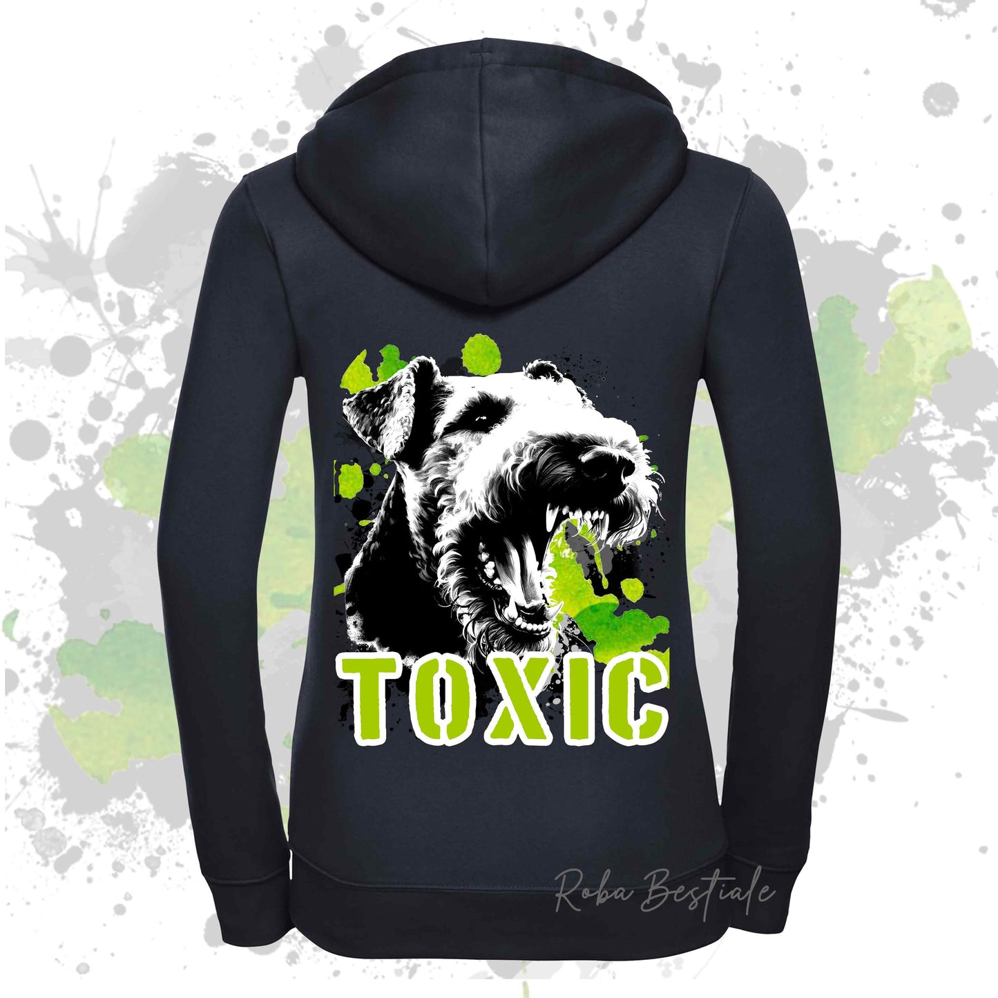 Felpa TOXIC - AIREDALE TERRIER - Con Cappuccio e Full Zip, Uomo o Donna, in tanti colori - dalla XS alla 5XL