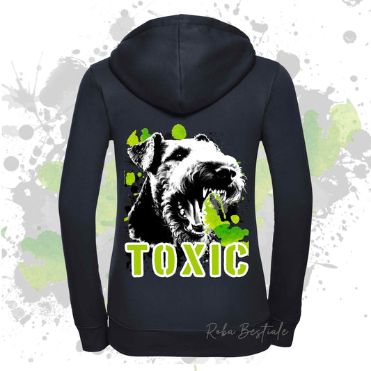 Felpa TOXIC - AIREDALE TERRIER - Con Cappuccio e Full Zip, Uomo o Donna, in tanti colori - dalla XS alla 5XL