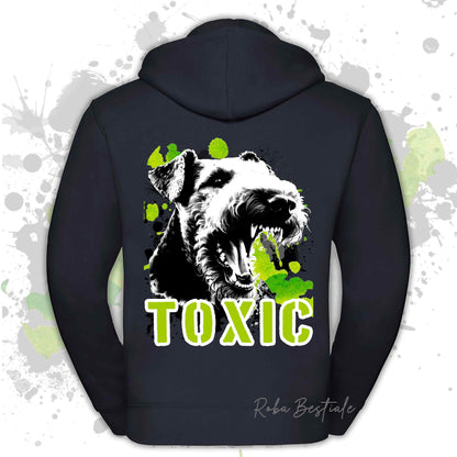 Felpa TOXIC - AIREDALE TERRIER - Con Cappuccio e Full Zip, Uomo o Donna, in tanti colori - dalla XS alla 5XL
