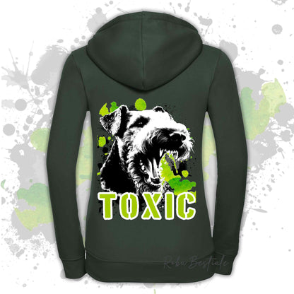 Felpa TOXIC - AIREDALE TERRIER - Con Cappuccio e Full Zip, Uomo o Donna, in tanti colori - dalla XS alla 5XL