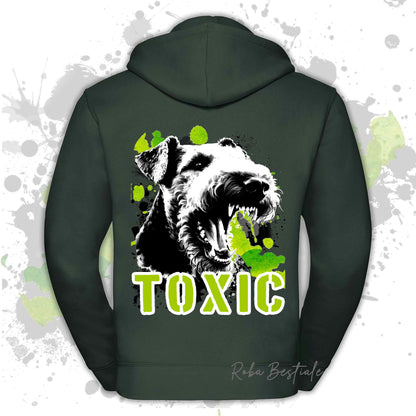 Felpa TOXIC - AIREDALE TERRIER - Con Cappuccio e Full Zip, Uomo o Donna, in tanti colori - dalla XS alla 5XL