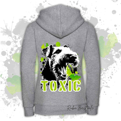 Felpa TOXIC - AIREDALE TERRIER - Con Cappuccio e Full Zip, Uomo o Donna, in tanti colori - dalla XS alla 5XL