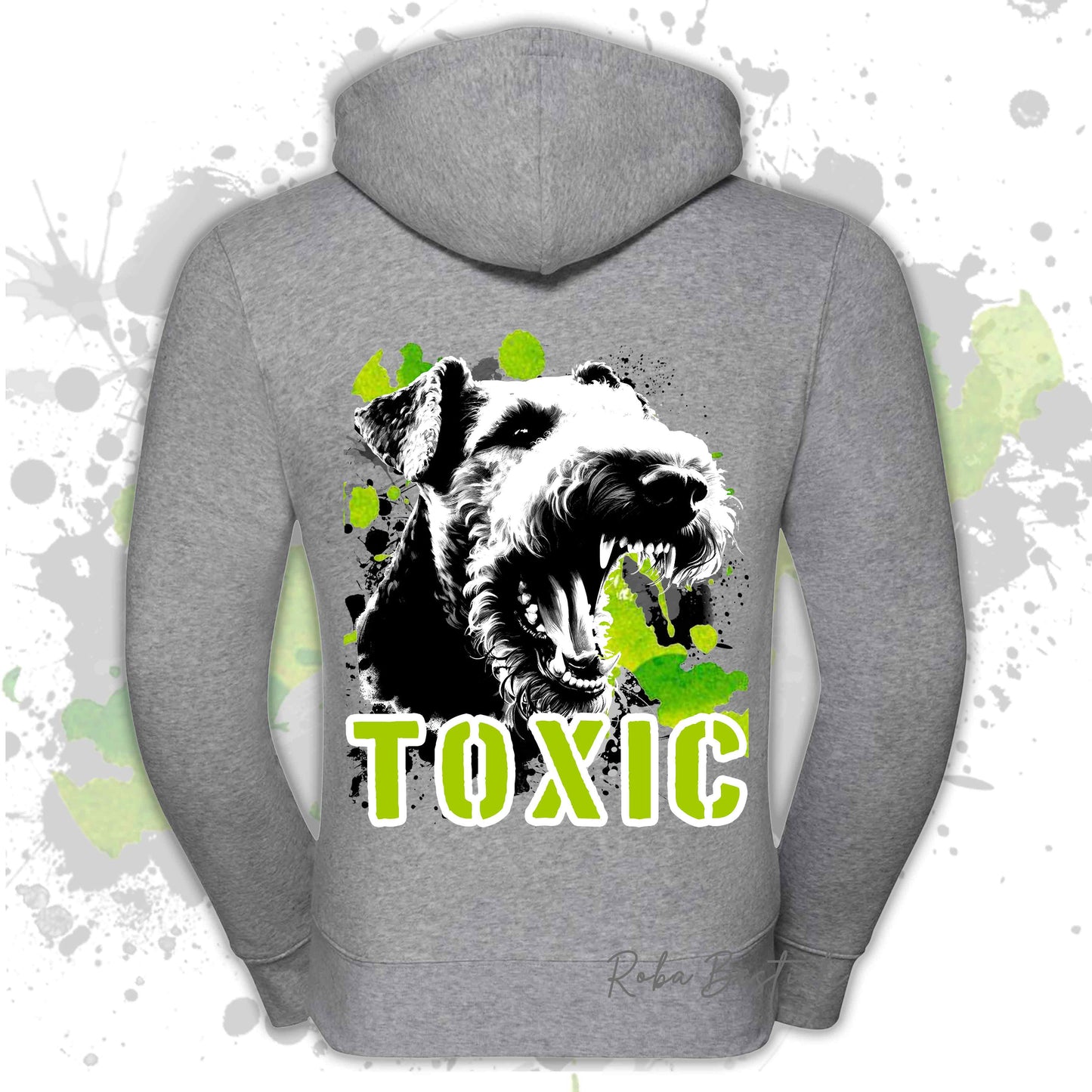 Felpa TOXIC - AIREDALE TERRIER - Con Cappuccio e Full Zip, Uomo o Donna, in tanti colori - dalla XS alla 5XL