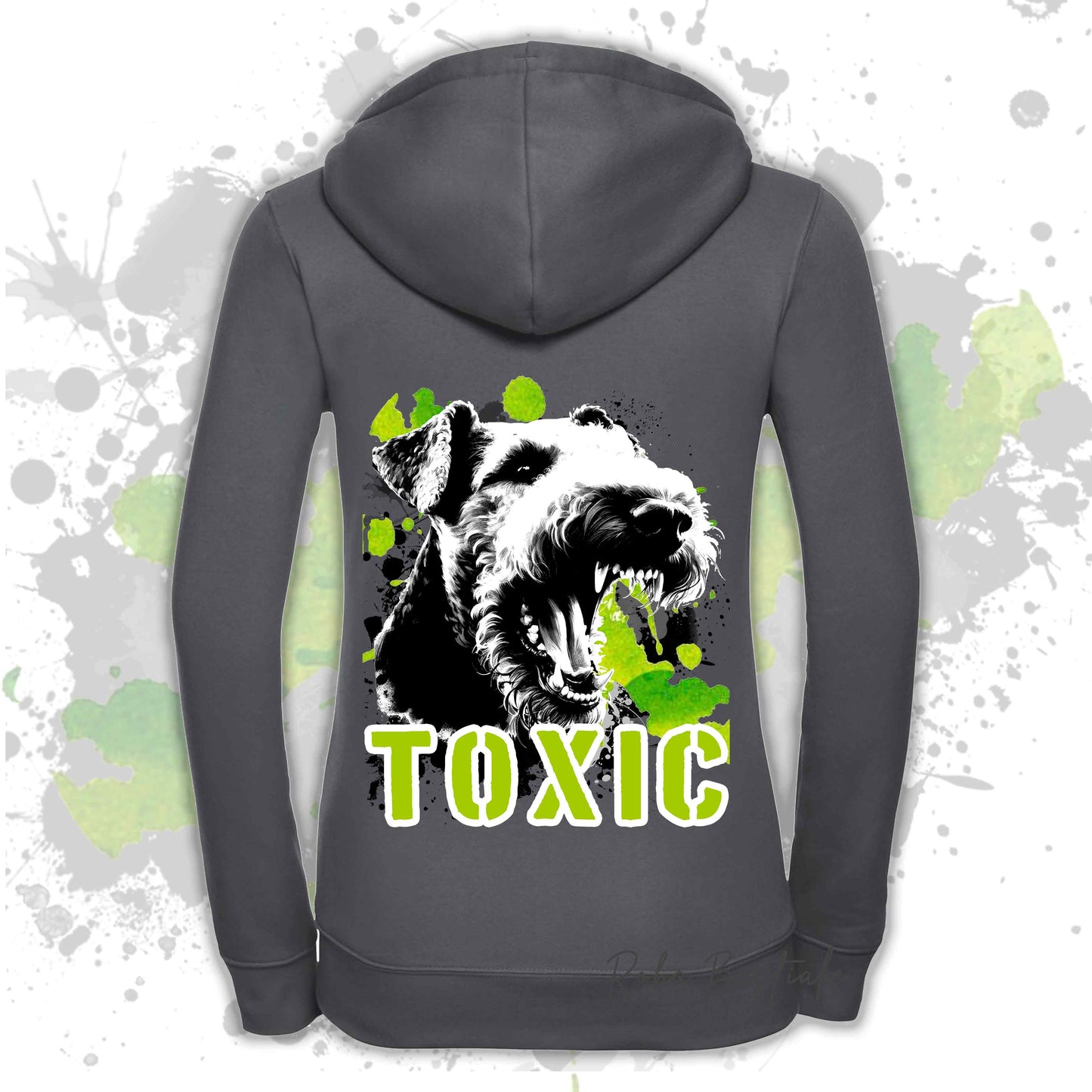 Felpa TOXIC - AIREDALE TERRIER - Con Cappuccio e Full Zip, Uomo o Donna, in tanti colori - dalla XS alla 5XL