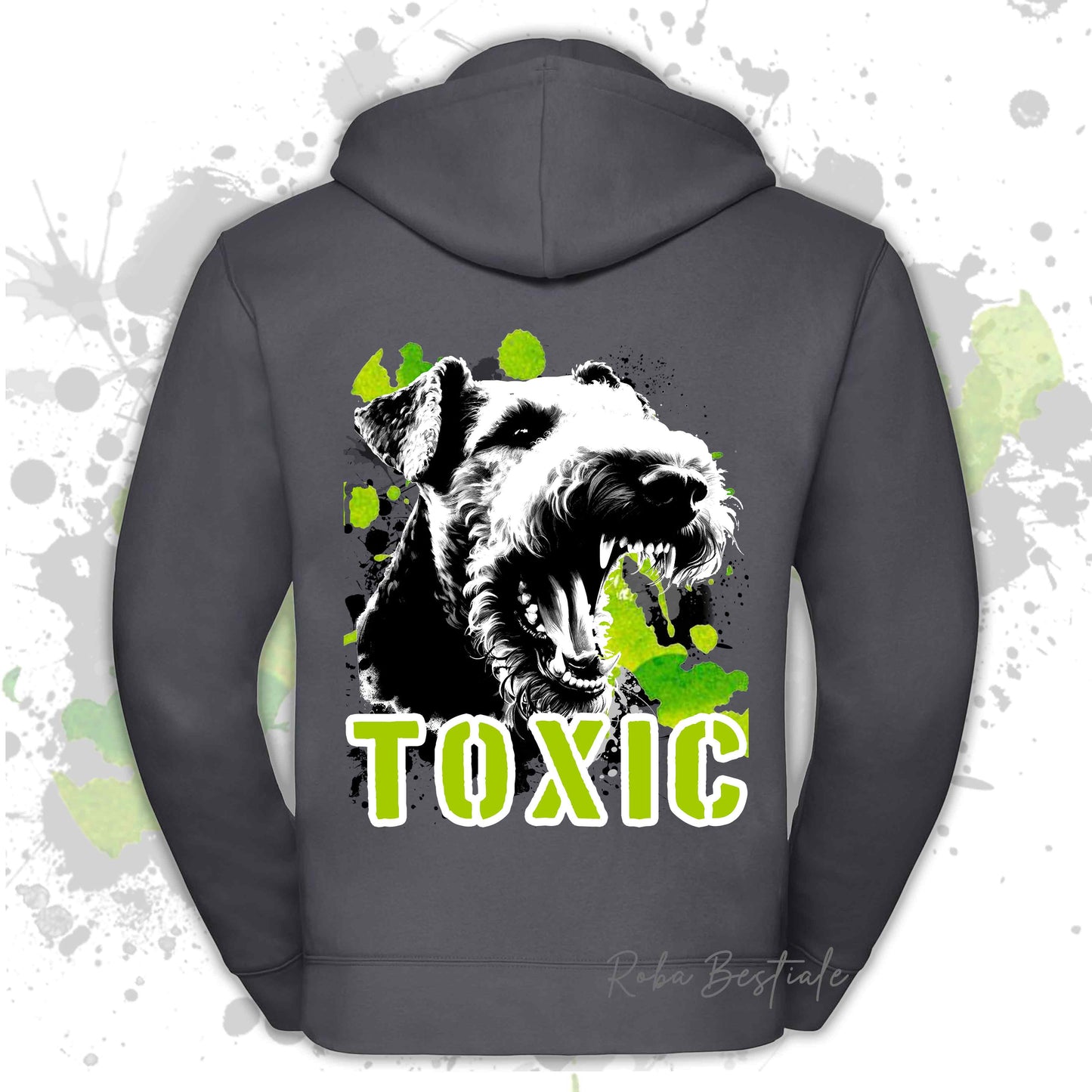 Felpa TOXIC - AIREDALE TERRIER - Con Cappuccio e Full Zip, Uomo o Donna, in tanti colori - dalla XS alla 5XL