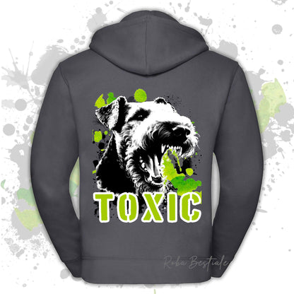 Felpa TOXIC - AIREDALE TERRIER - Con Cappuccio e Full Zip, Uomo o Donna, in tanti colori - dalla XS alla 5XL