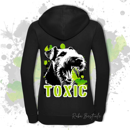 Felpa TOXIC - AIREDALE TERRIER - Con Cappuccio e Full Zip, Uomo o Donna, in tanti colori - dalla XS alla 5XL