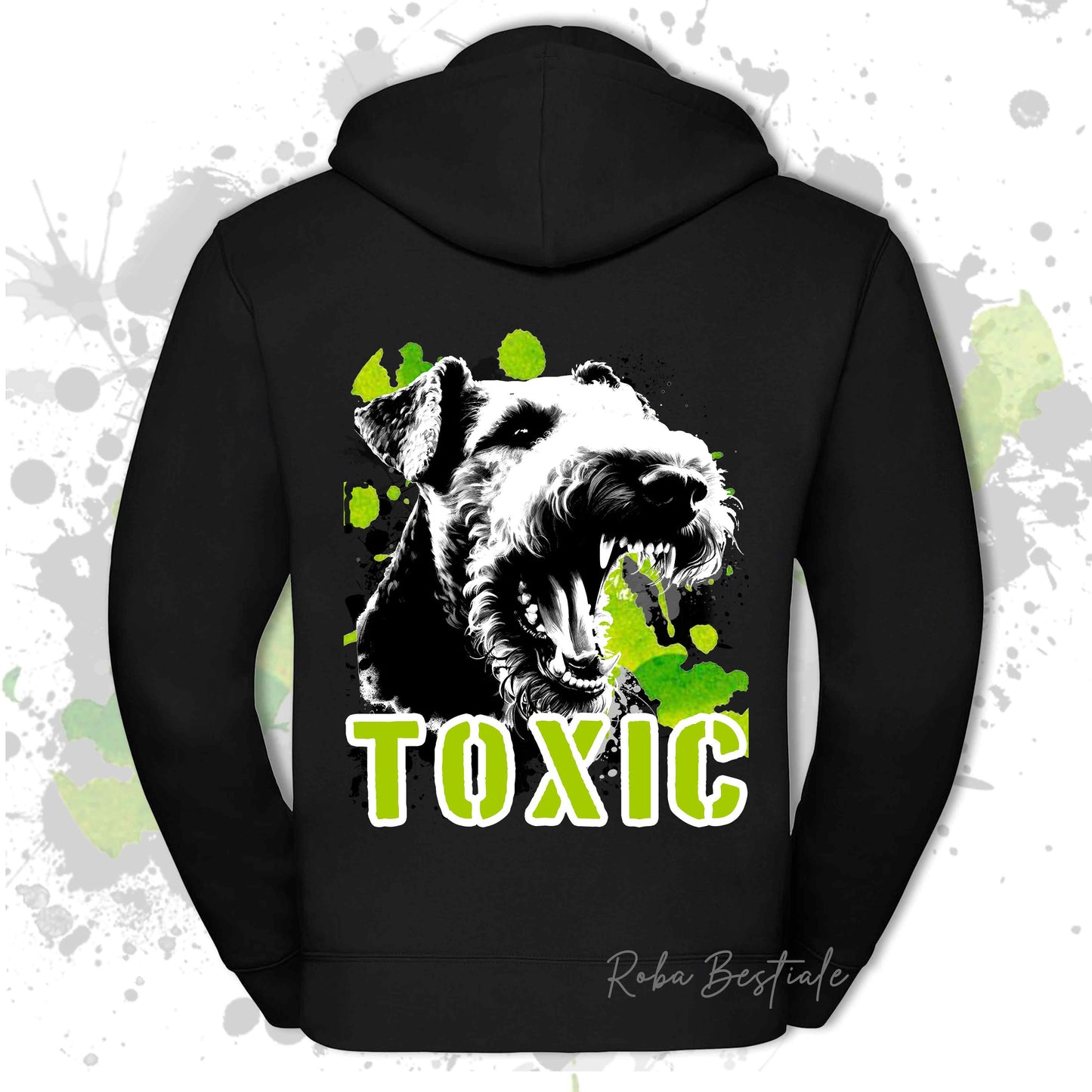Felpa TOXIC - AIREDALE TERRIER - Con Cappuccio e Full Zip, Uomo o Donna, in tanti colori - dalla XS alla 5XL