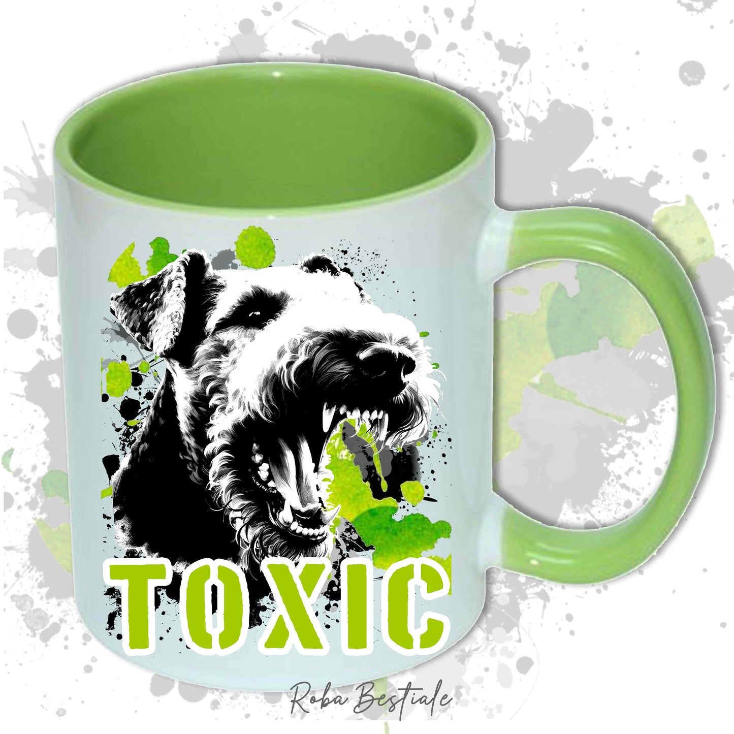 Tazza TOXIC - AIREDALE TERRIER - In Ceramica, con manico e interno in diversi colori - 330 ml