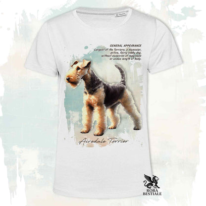 T-Shirt APPEARANCE - AIREDALE TERRIER - Bianca o Beige, da Uomo o da Donna - dalla XS alla 5XL