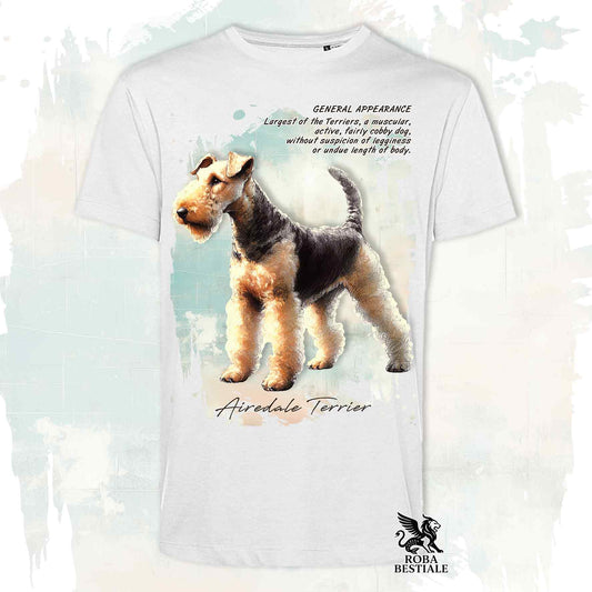T-Shirt APPEARANCE - AIREDALE TERRIER - Bianca o Beige, da Uomo o da Donna - dalla XS alla 5XL