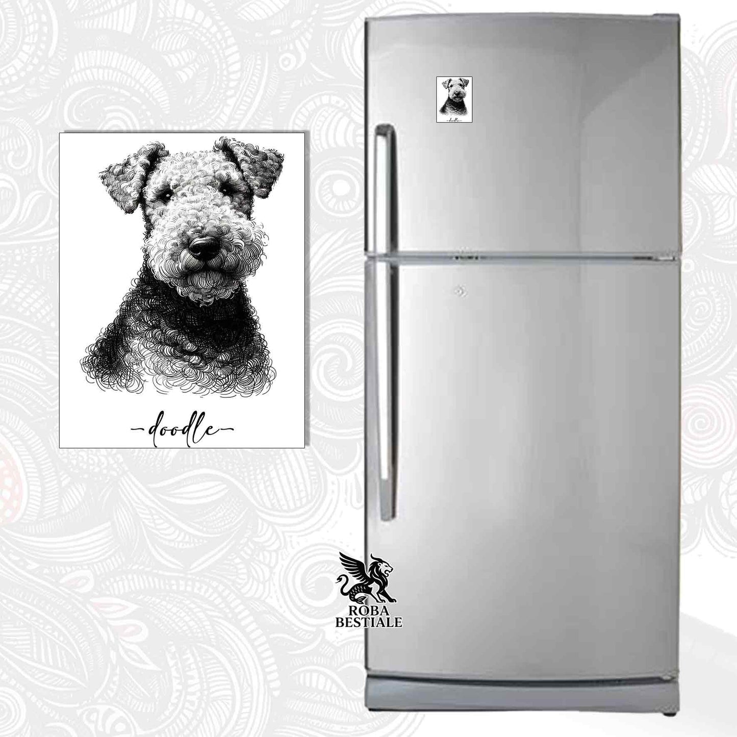 Calamita DOODLE - AIREDALE TERRIER - in MDF - 7x5 cm